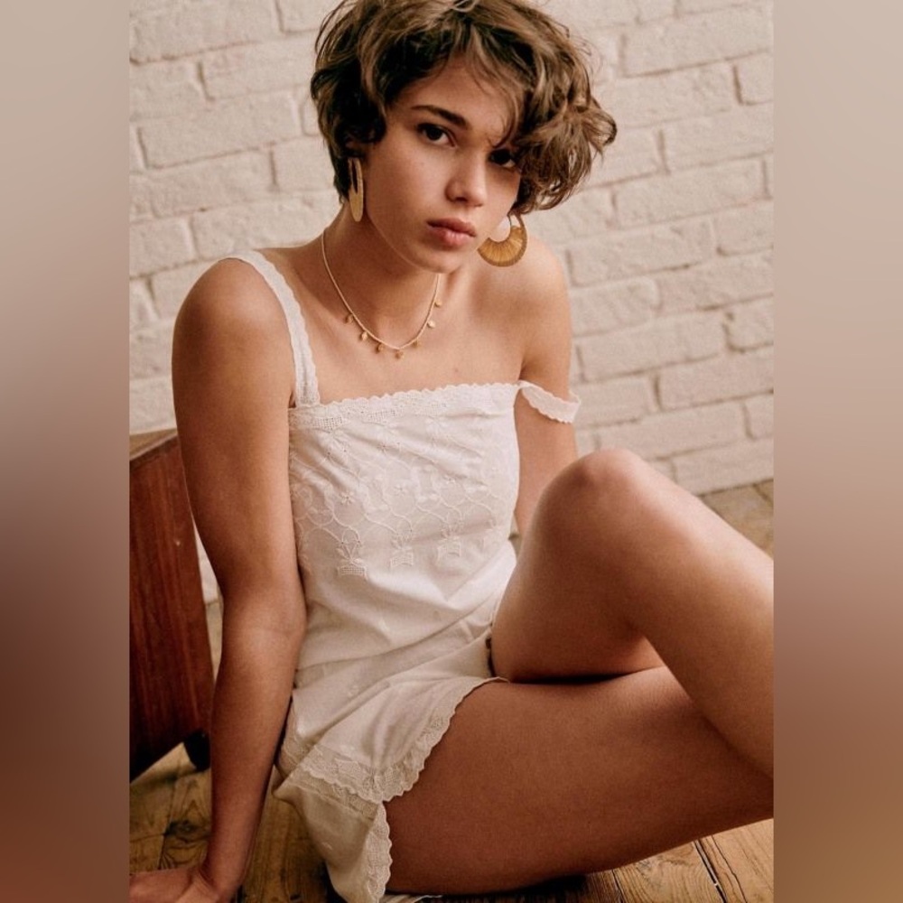 Sezane Lamia Pyjama set White - Size 6 cotton EUC